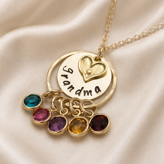 Gold Grandmother Necklace with Birthstones