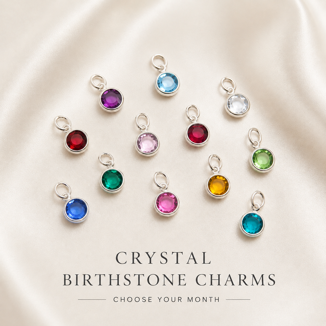 Birthstone Charm Silver Plated
