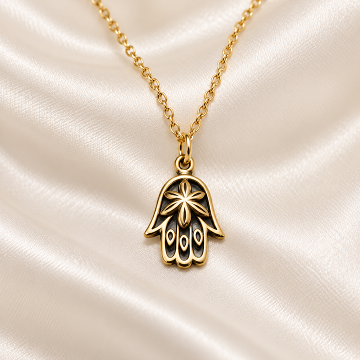 Hamsa Hand Necklace in Gold