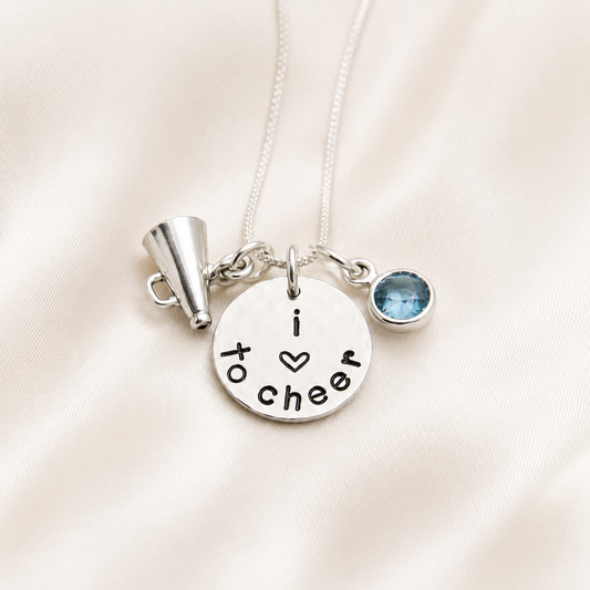 Cheerleader Megaphone Birthstone Necklace