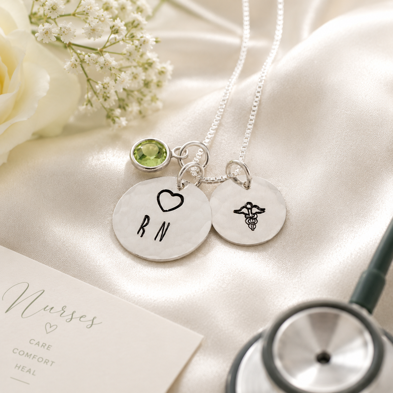 Nurse Necklace with Birthstone