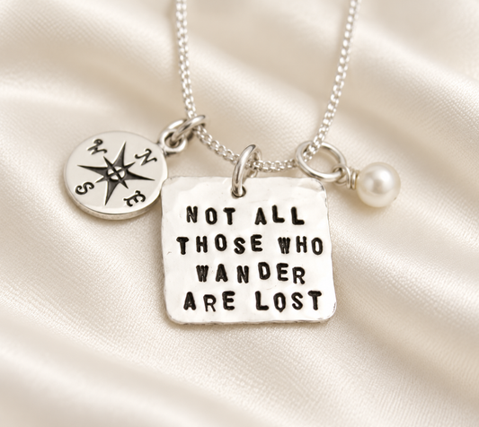 Not All Those Who Wander Are Lost Square Necklace