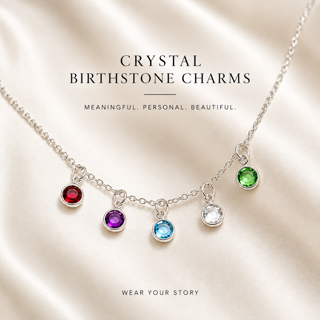 Birthstone Charm Silver Plated