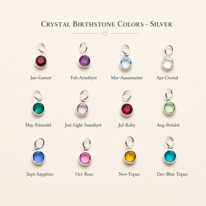 Birthstone Charm Silver Plated