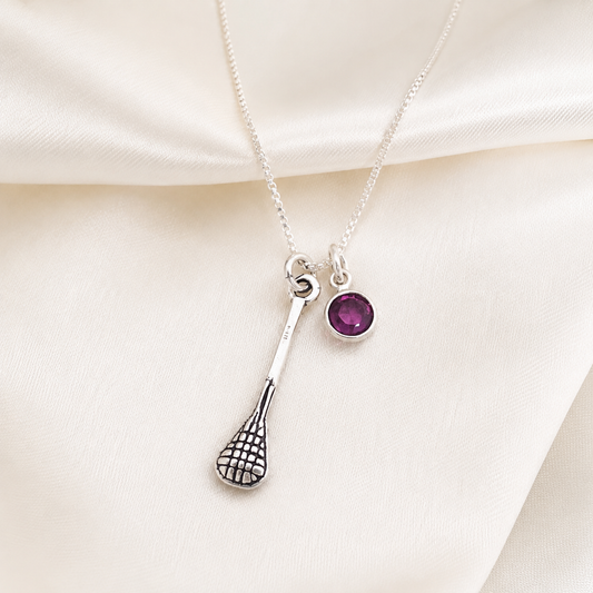 Lacrosse Birthstone Charm Necklace