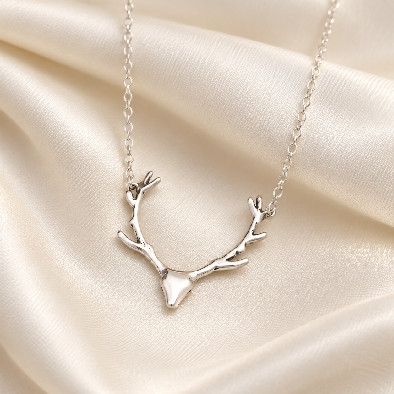 Oh Deer Antler Bar Necklace in Sterling Silver