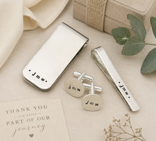 Men's Gift Set with Cuff Links, Money Clip and Tie Clip