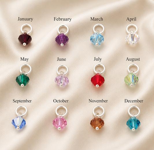 Birthstone Charm Bicone Sterling Silver