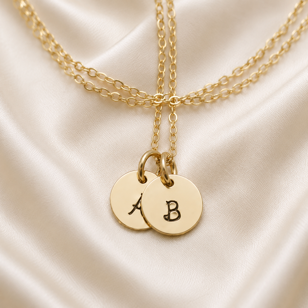 Gold Tiny Initials Necklace