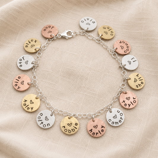 Name Disc Charm Bracelet in Mixed Metals