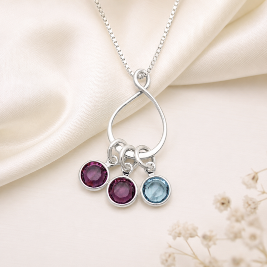 Eternity Charm Necklace with Birthstones