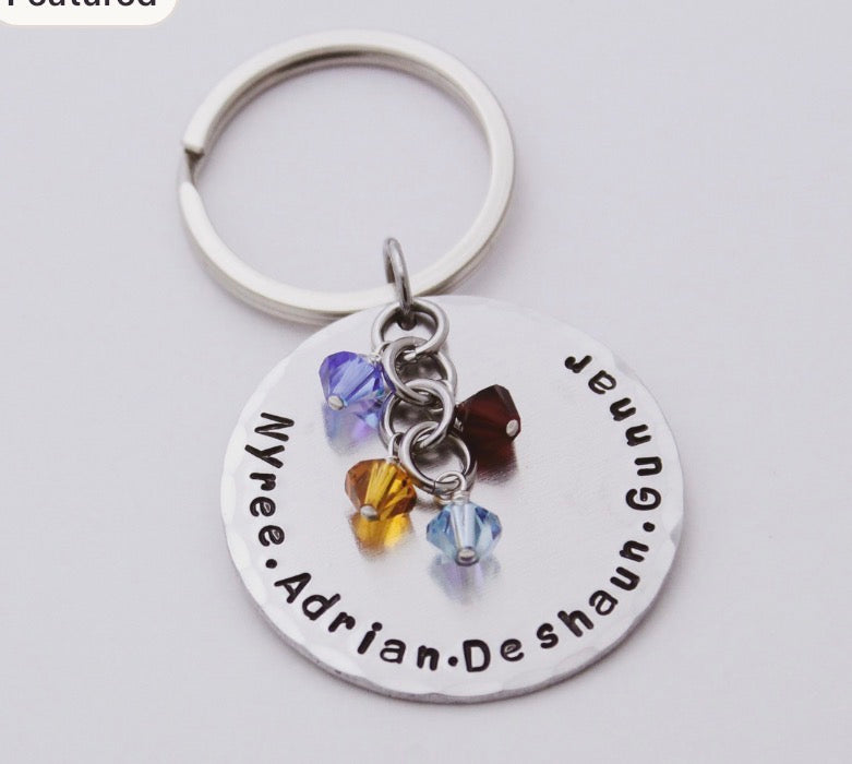 Family Key Chain with Birthstones