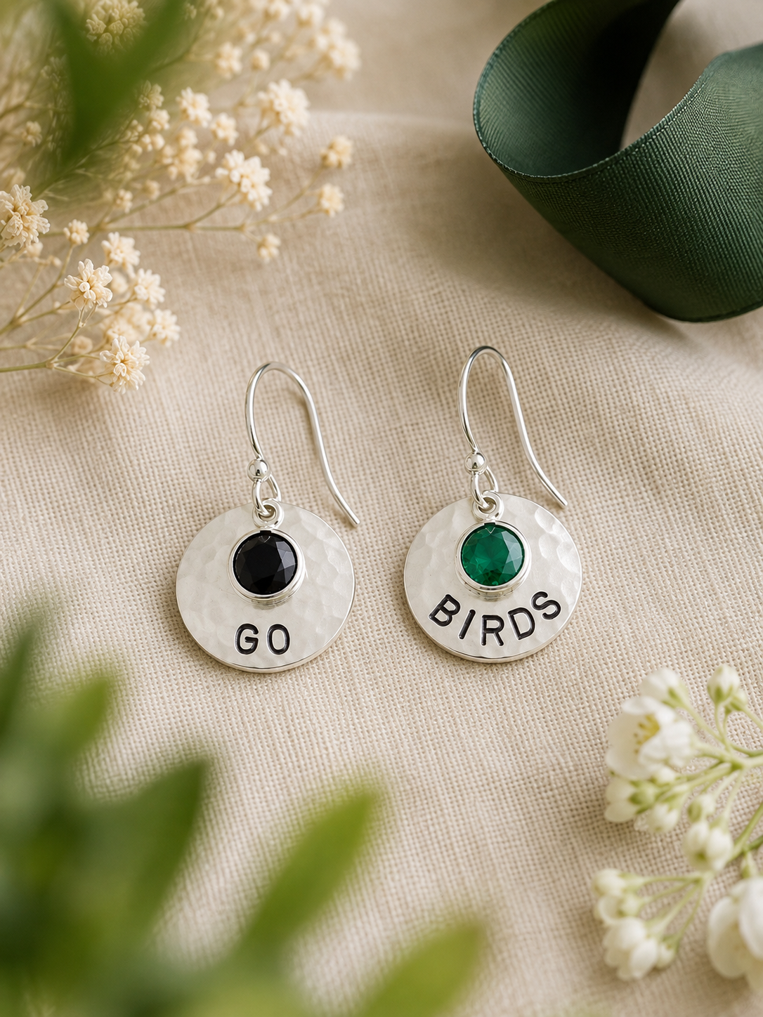 Go Birds Eagles Earrings with Crystals