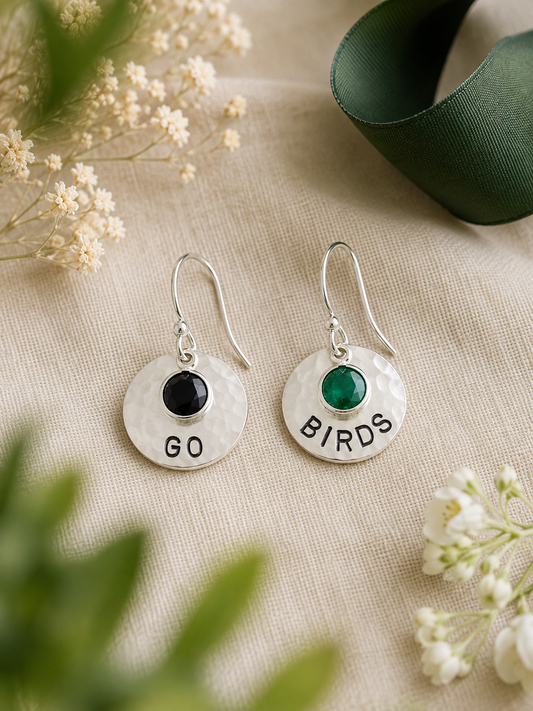 Go Birds Eagles Earrings with Crystals