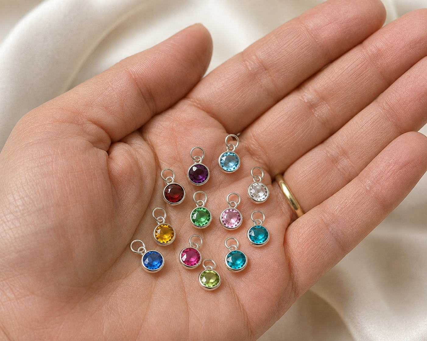 Birthstone Charm Silver Plated