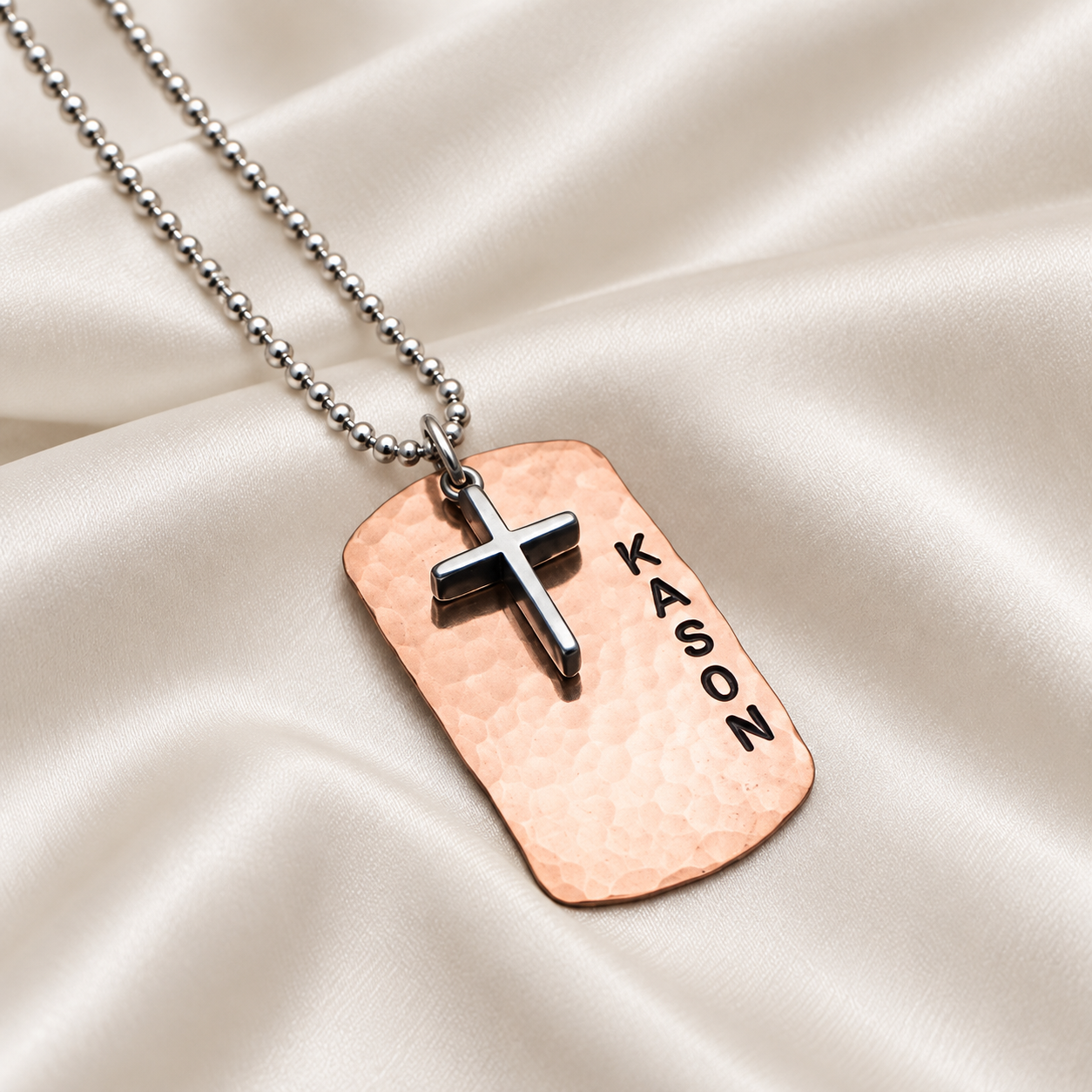 Boys Copper & Sterling Silver Cross Necklace