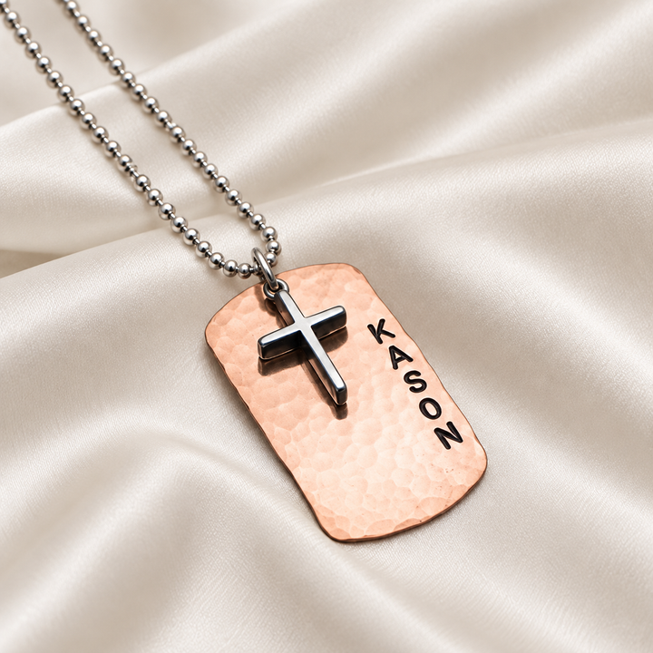 Boys Copper & Sterling Silver Cross Necklace