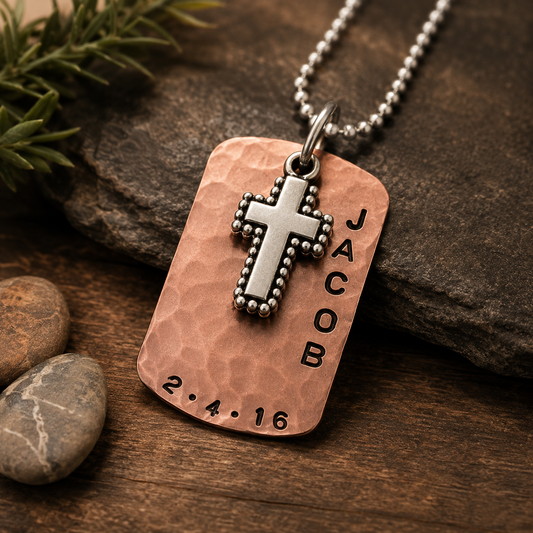 Boys Copper and Silver Cross Necklace *Best Seller