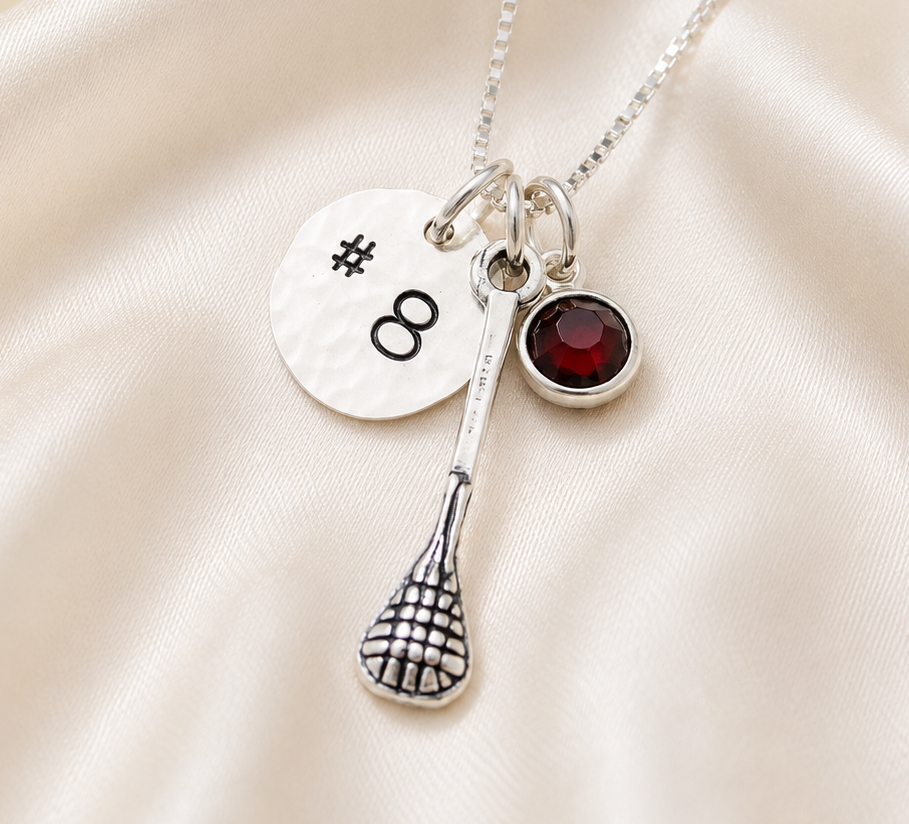 Sport Necklace with Number and Birthstone