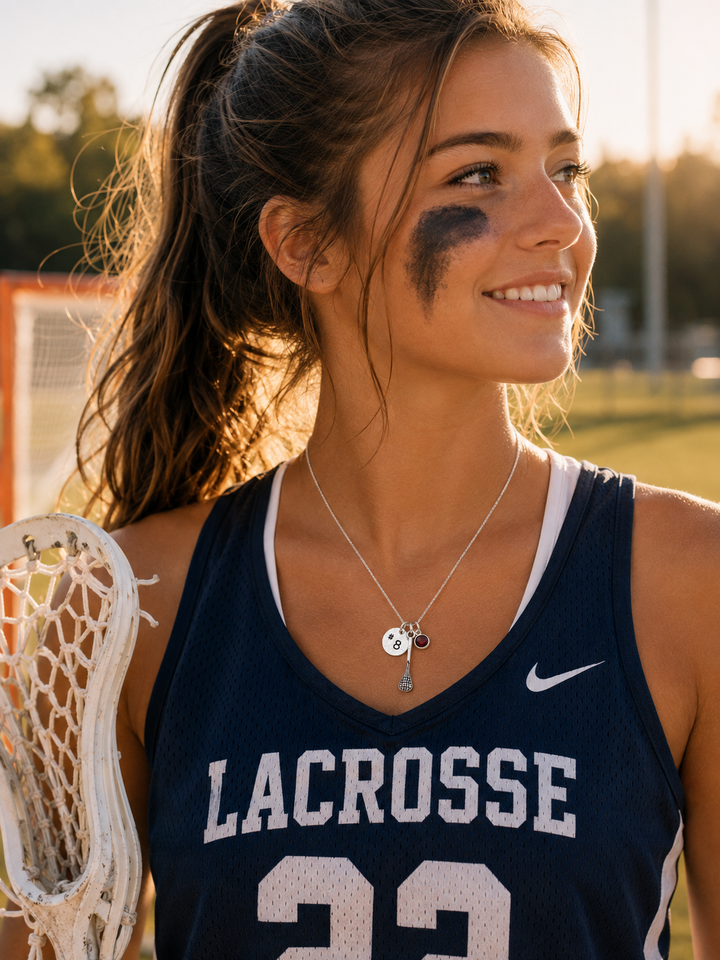 Sport Necklace with Number and Birthstone