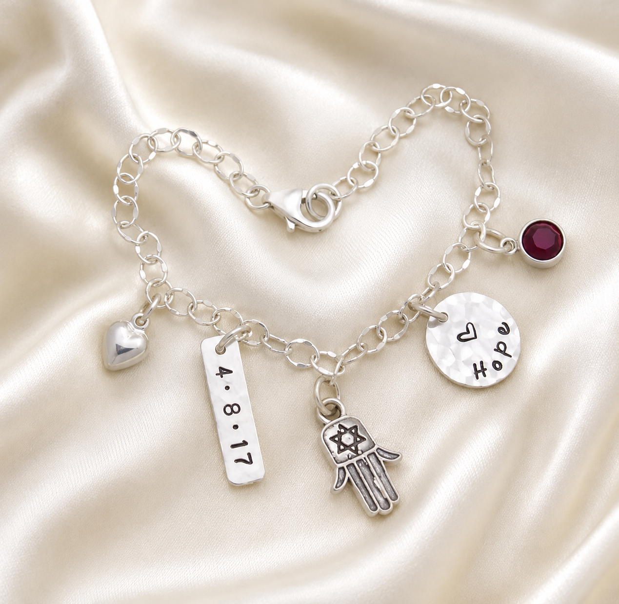 Personalized Bat Mitzvah Hamsa Charm Bracelet