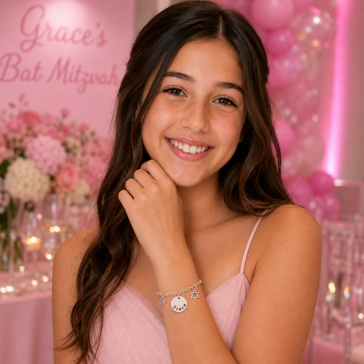 Personalized Bat Mitzvah Charm Bracelet