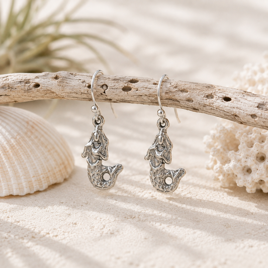 Mermaid Earrings in Sterling Silver Beach Girl Gift