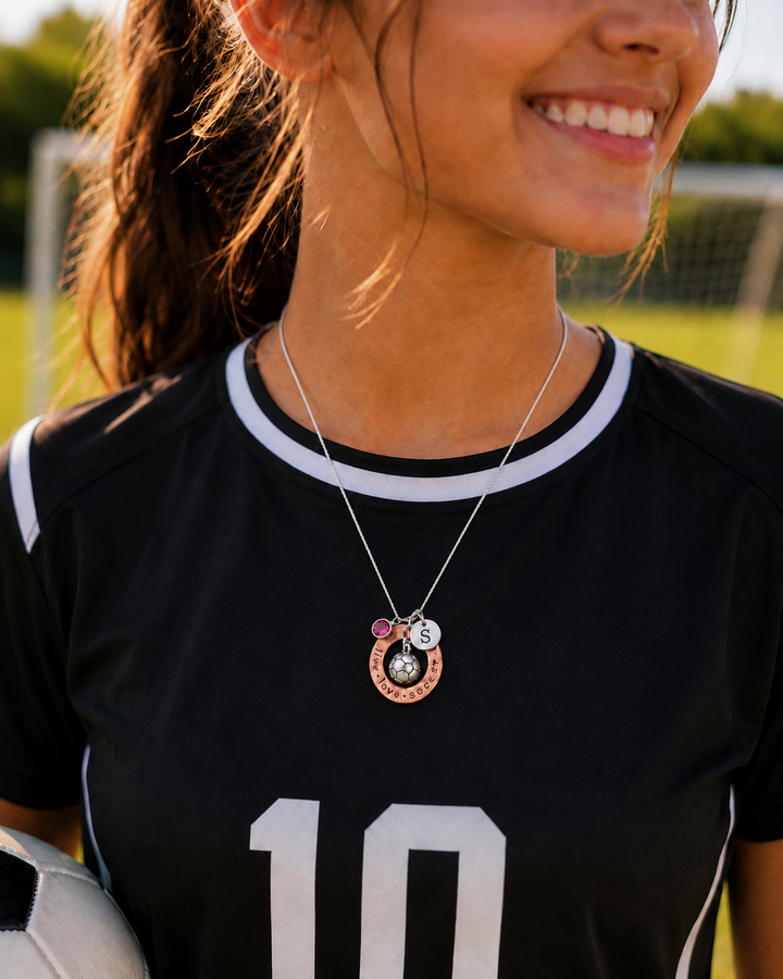 Personalized Soccer Necklace with Birthstone, Soccer Girl Gift