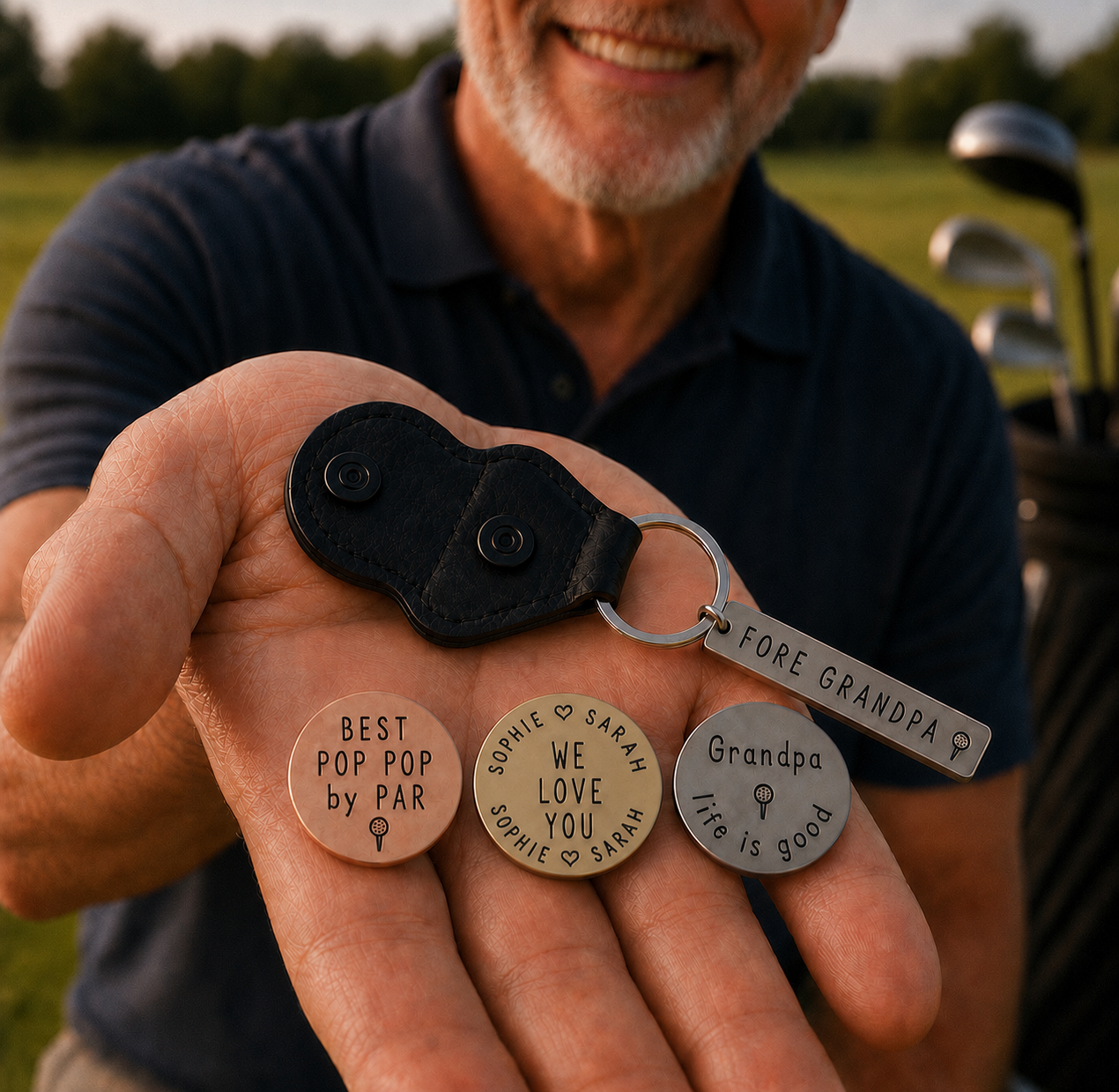 Personalized Golf Gift for Grandpa, Custom Golf Ball Marker, Grandpa Golf Gift, Father’s Day Gift for Grandfather, Golfer Gift