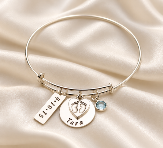 New Mommy Bangle with Footprint Charm
