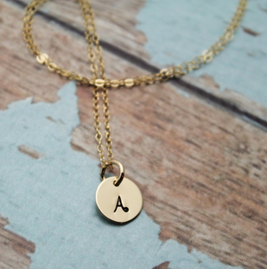 Gold Tiny Initials Necklace