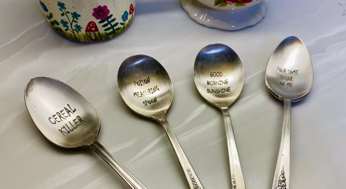 Personalized Funny Vintage Spoon: Engraved Coffee, Sugar, or Cereal Spoon
