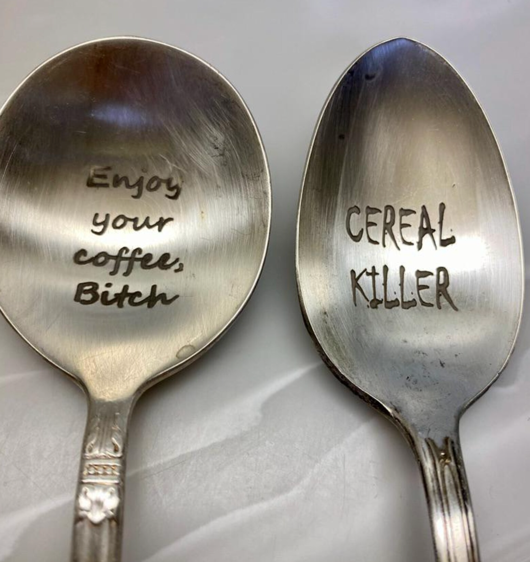 Personalized Funny Vintage Spoon: Engraved Coffee, Sugar, or Cereal Spoon