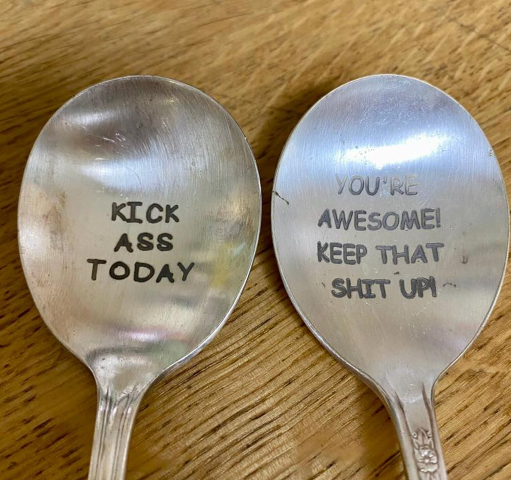 Personalized Funny Vintage Spoon: Engraved Coffee, Sugar, or Cereal Spoon