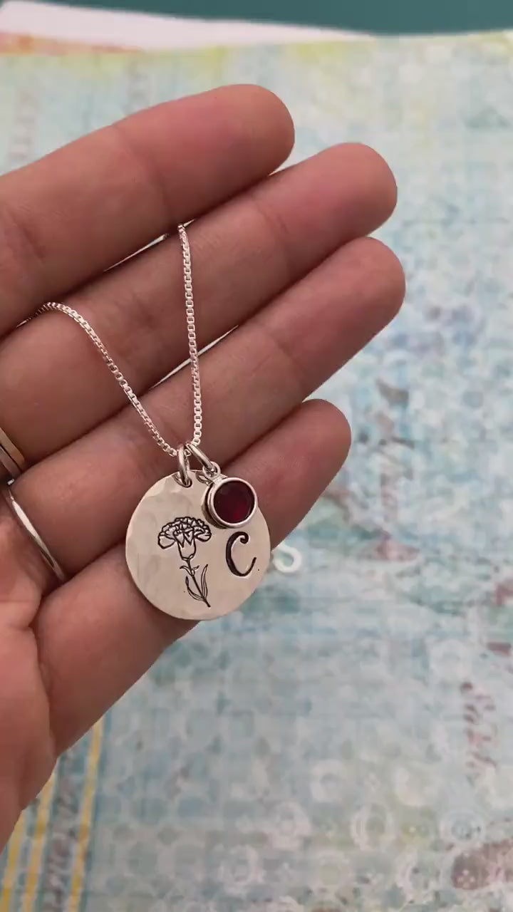 Birth Month Flower Necklace for Mom, Sterling Silver Birth Flower Garden Necklace, Birthday Gift, Flower Jewelry, Mother's Day Garden Gift