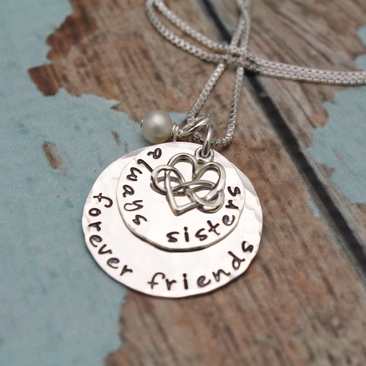 Sisters Necklace, Sister Necklace, Always Sisters, Forever Friends, Sisters Gift, Hand Stamped Sister's Jewelry, Sisters Jewelry
