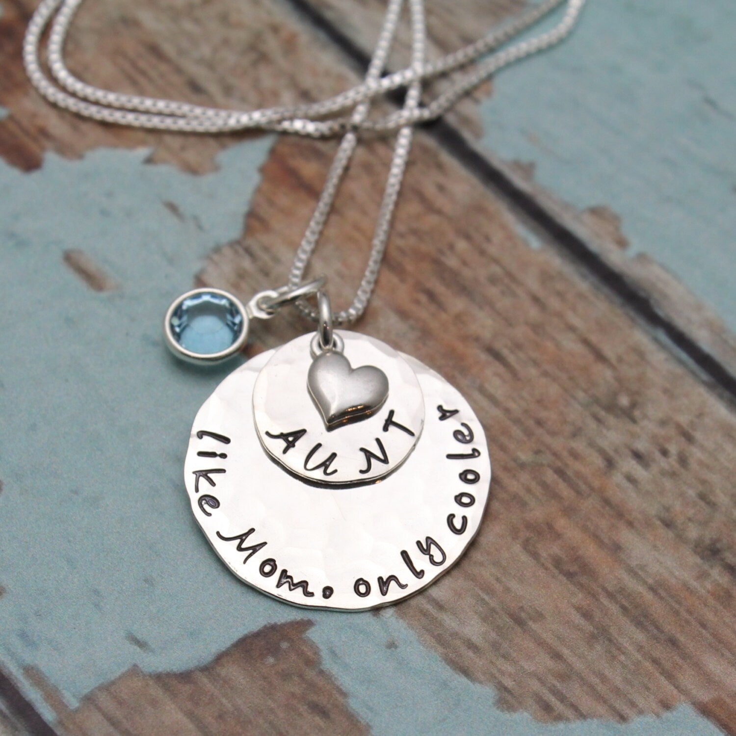 AUNT Necklace Aunt, Like Mom Only Cooler Necklace Aunt Gift Hand Stamped Personalized Necklace Aunt Gift Auntie Jewelry