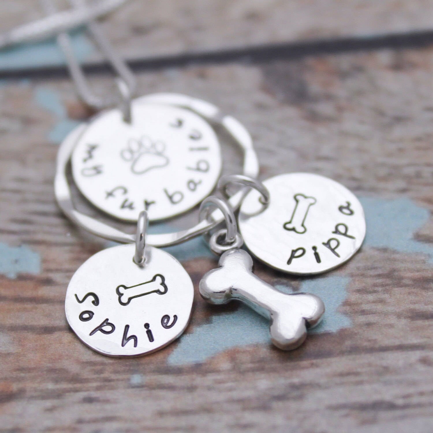 Personalized Dog Necklace, Love my Fur Babies Jewelry, Dog Lover Jewelry, Love my Dogs, Sterling Silver Personalized Necklace