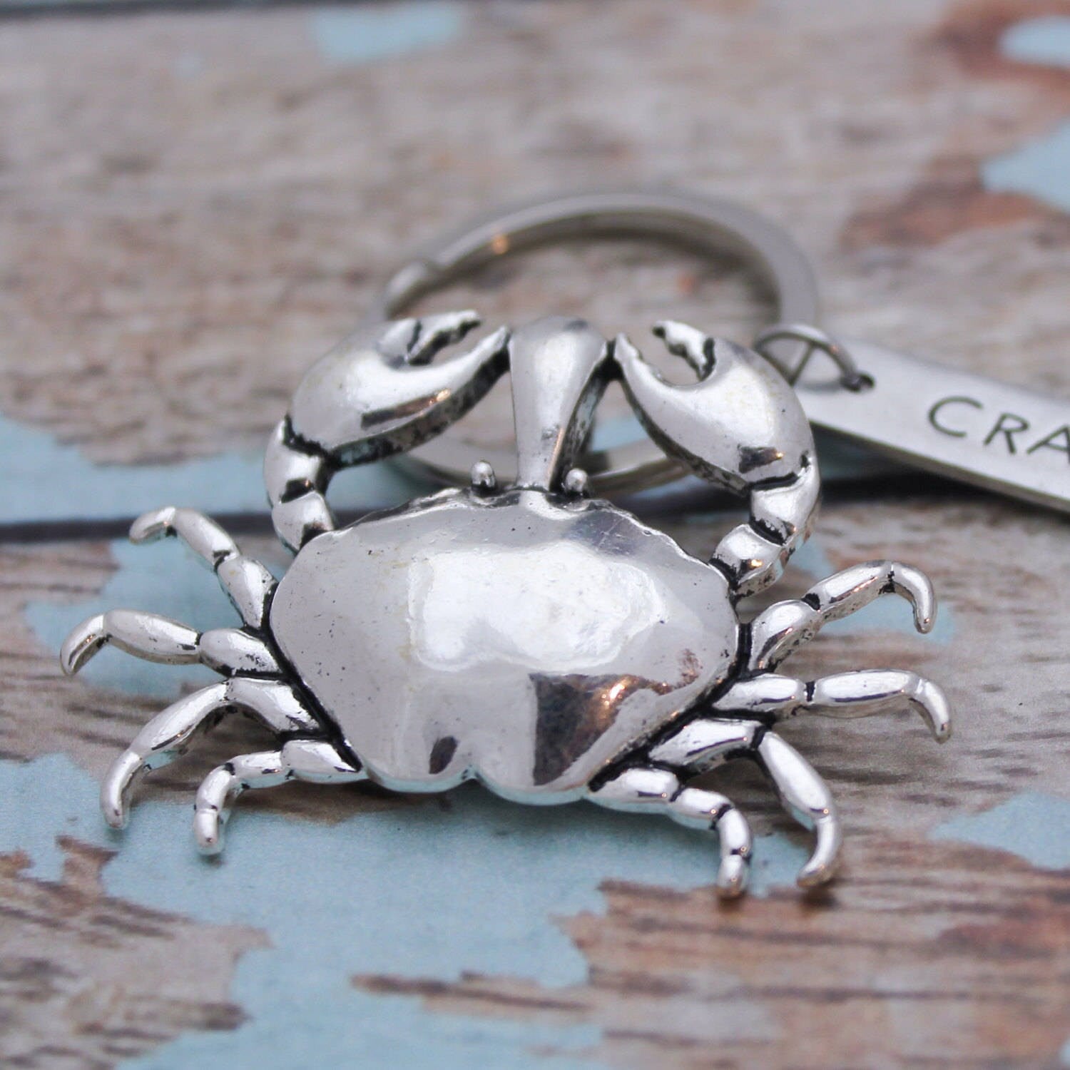 Personalized Crab Key Chain, Crab Keychain, Crabby Key Chain, Personalized Gifts for Him, Customized Gift for Her, Hand Stamped Key Chain
