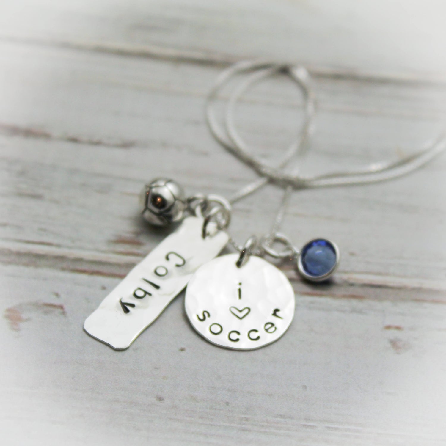 Personalized Soccer Necklace, Soccerball Necklace, Soccer Girl Necklace, Soccer Jewelry, Soccer Team Jewelry, Hand Stamped Sterling Silver