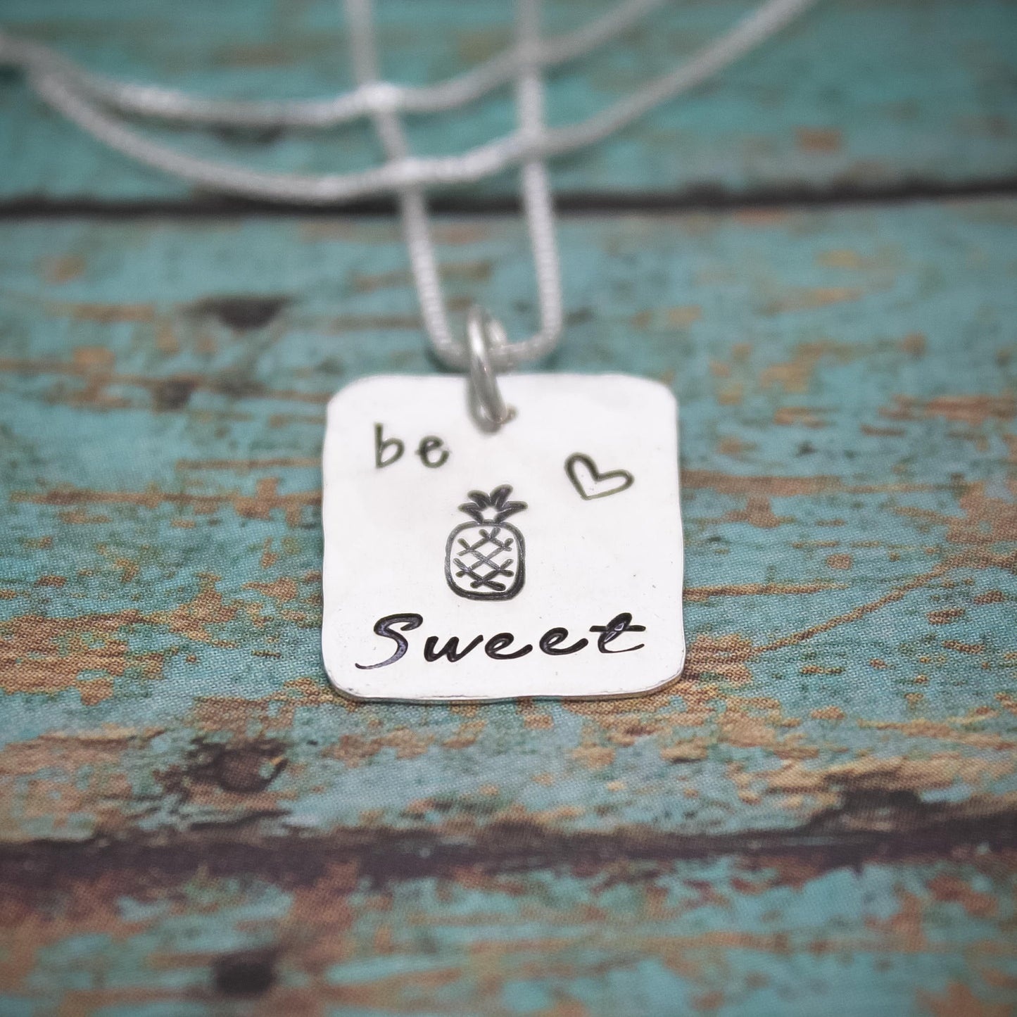 Be Sweet Pineapple Necklace, Pineapple Jewelry, Sterling Silver Pineapple Necklace, BFF Gift, Cute Pineapple Gift,  Hand Stamped Jewelry