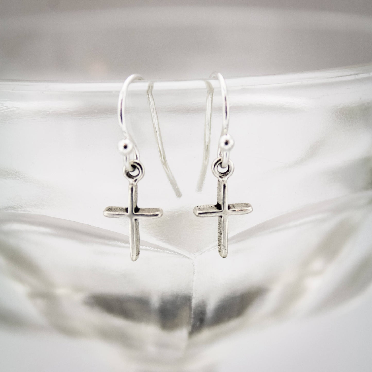 Tiny Sterling Silver Cross Earrings, Minimal Cross Earrings, Sterling Silver Earrings, Faith Earrings, Confirmation Holy Communion  Earrings