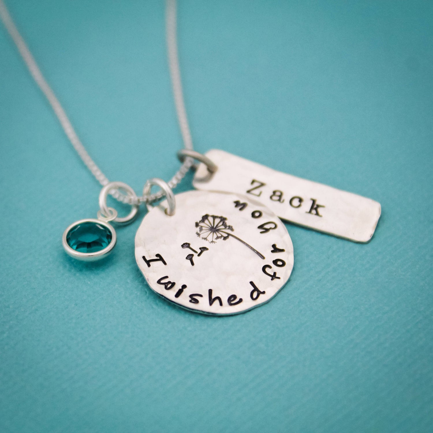 Personalized I Wished for You Necklace with Birthstone and Dandelion, Adoption Necklace, Adoption Gift, Adoption Jewelry, Hand Stamped