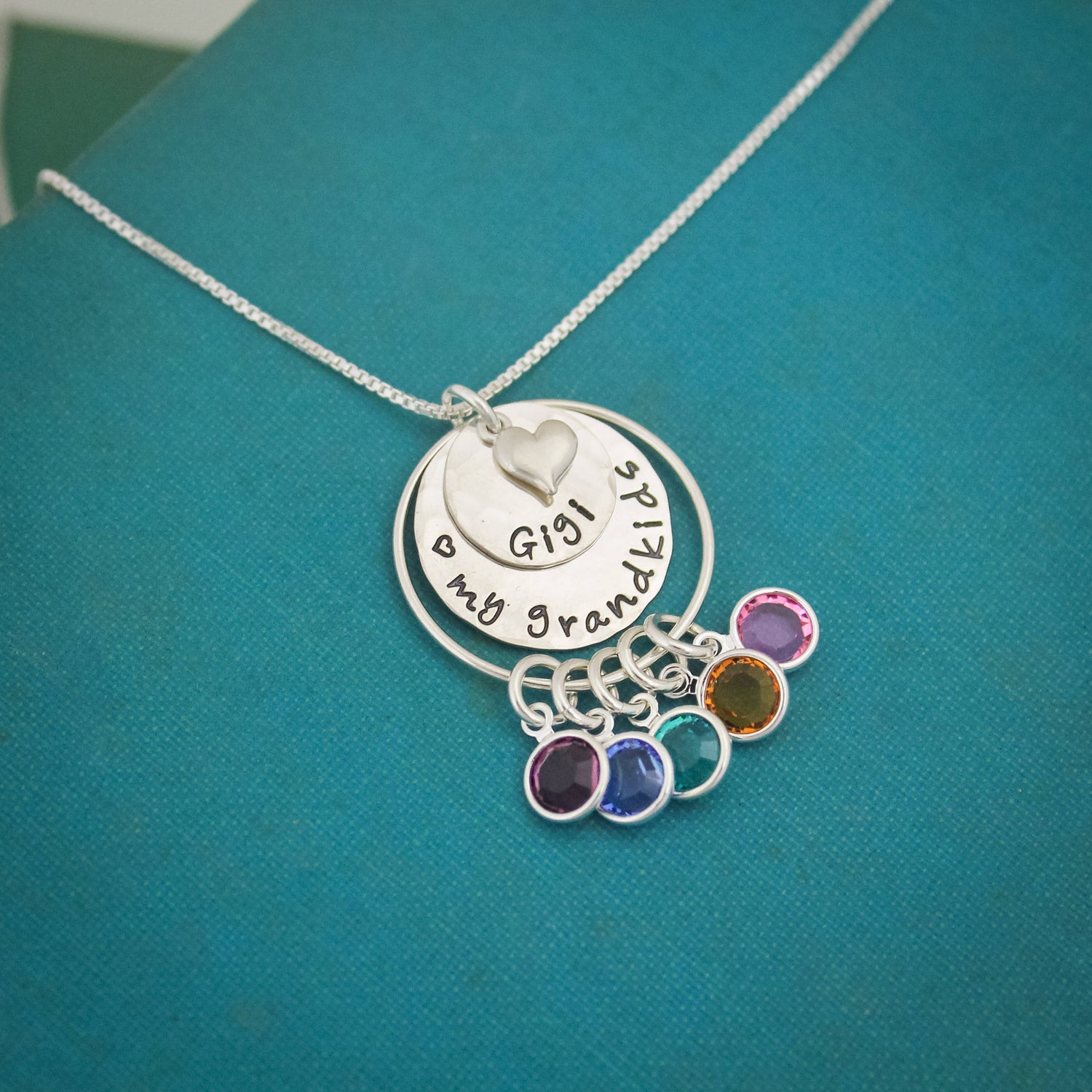 Sterling silver mothers necklace with 6 birthstones 6 child names and  stones customized engraved silver jewelry for women grandma gift for her  mom gift mothers day personalized pendant necklace with my name,