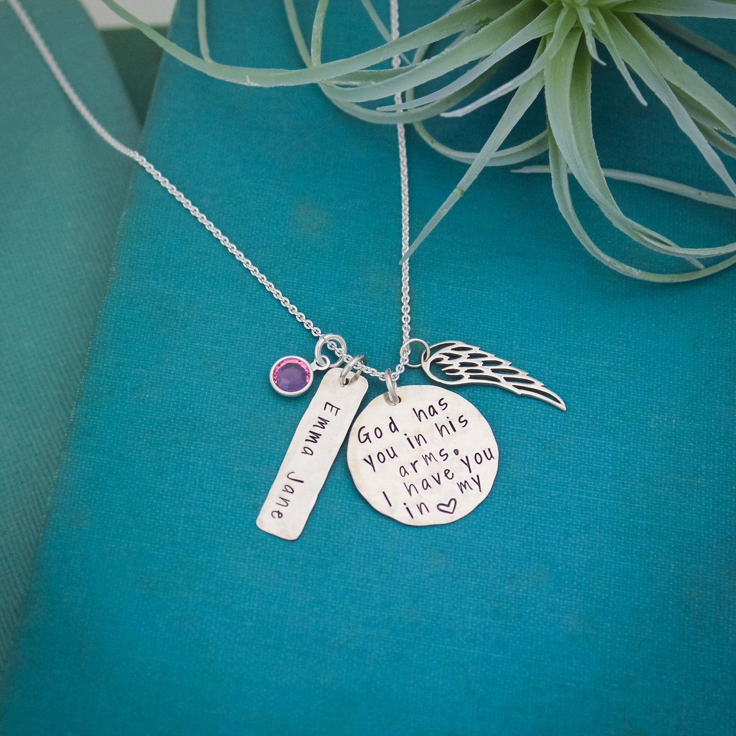 Baby Angel Necklace, Angel Wing Necklace, Remembrance Jewelry, Memorial Jewelry, Miscarriage, Hand Stamped Personalized Jewelry