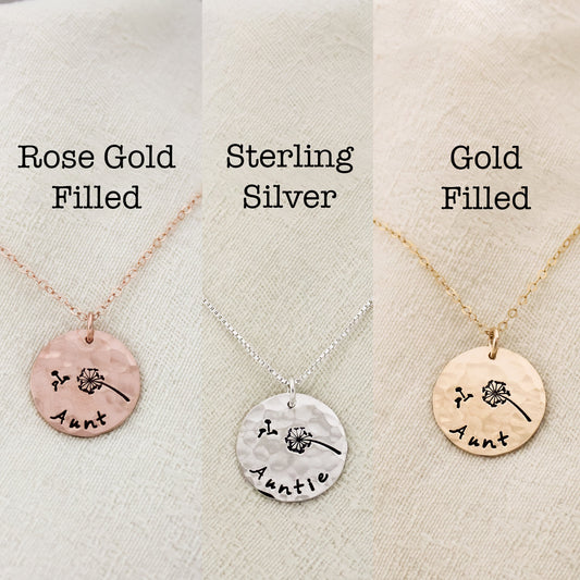 Aunt Necklace, Auntie Gift, Favorite Aunt, Auntie Jewelry, Tia Necklace, Sister Gift, New Auntie Necklace, Personalized Hand Stamped Jewelry