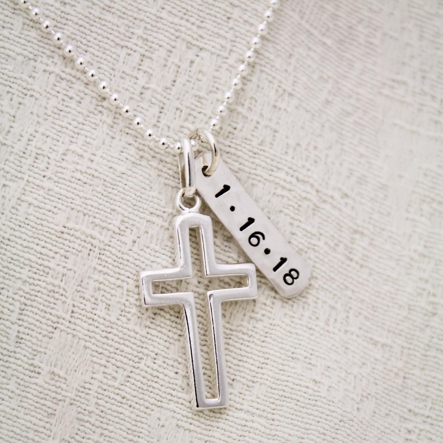 Personalized Boys Cross Necklace, Boys Confirmation or First Communion Gift, Silver Cross with Date Necklace for Boys, Hand Stamped