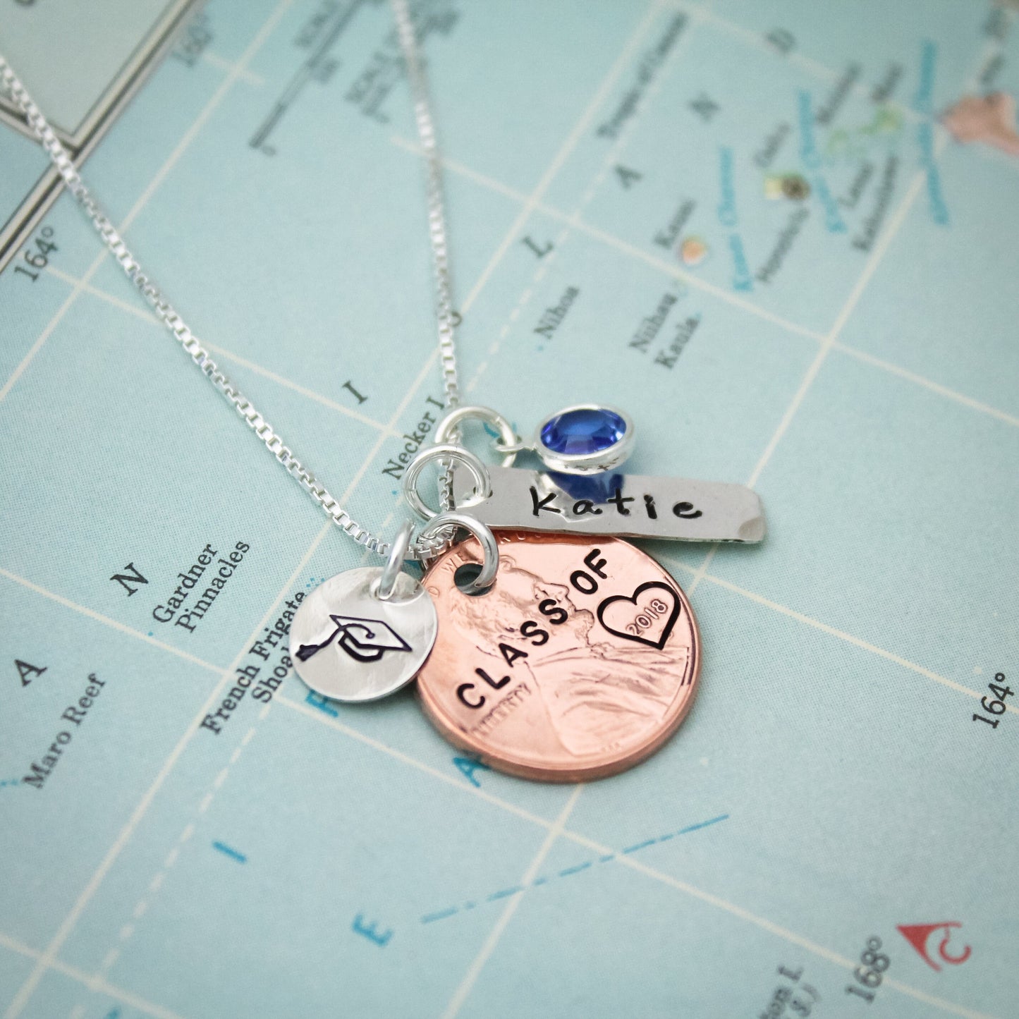 Personalized Lucky Penny Grad Necklace, Graduate Gift, Graduation Gift, Lucky Penny Jewelry, Penny Necklace, Hand Stamped Jewelry