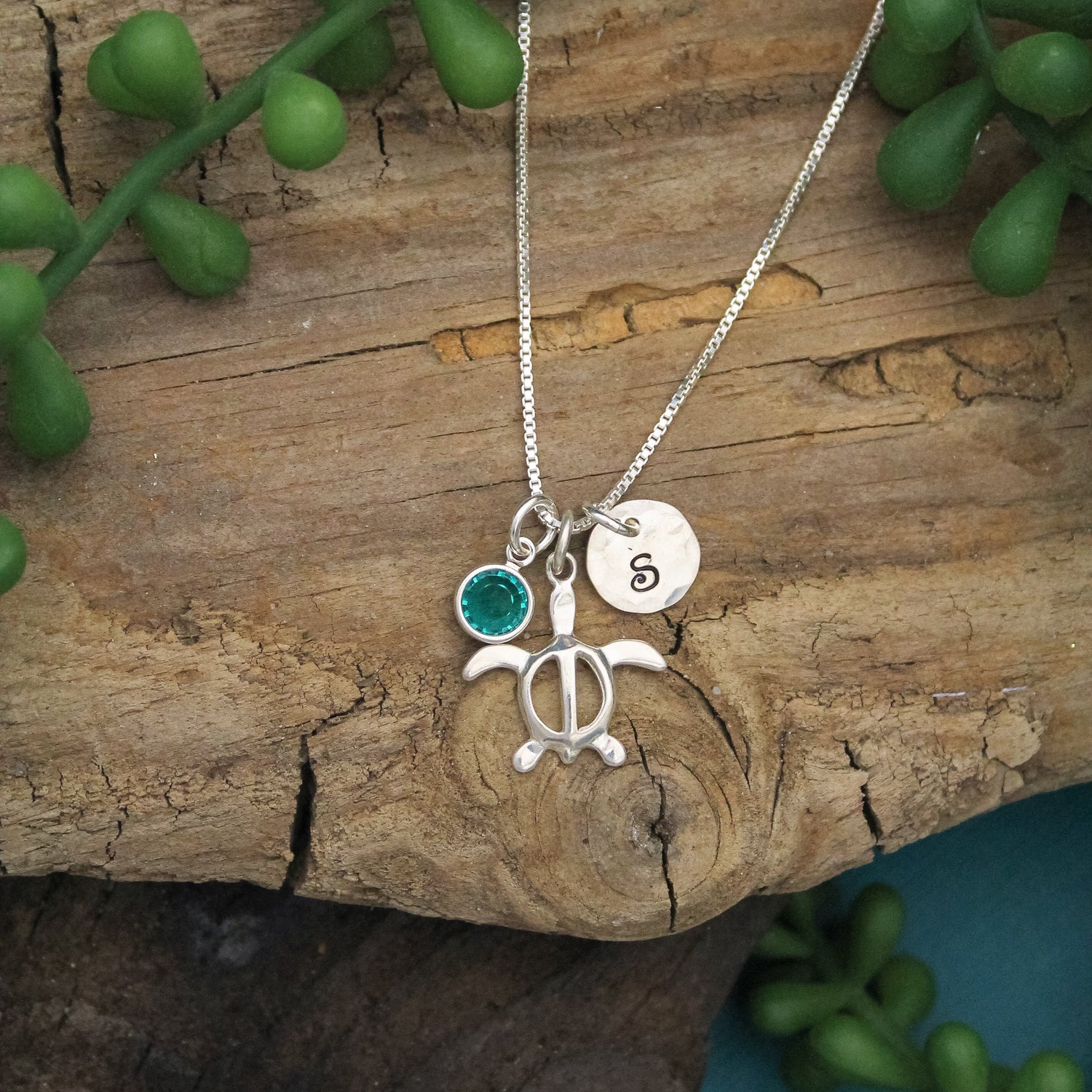 Sea Turtle Honu Necklace, Honu, Birthstone and Initial Charm Necklace, Hawaiian Turtle Necklace, Hawaii Honu Jewelry, Cruise Beach Jewelry