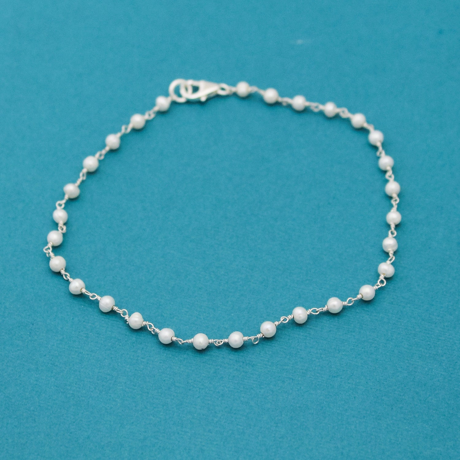 Pearl Chain Anklet, June Birthday Gift, Birthstone Jewelry, Pearl Jewelry, Sterling Silver Anklet, Gifts for Her, Summer Cruise Jewelry